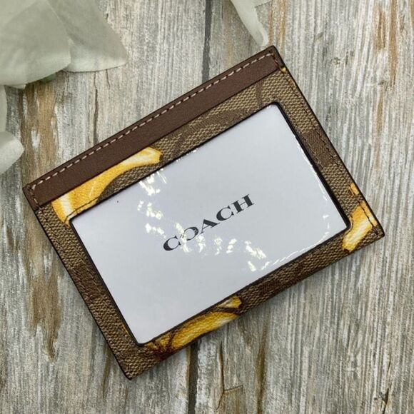 Slim Id Card Case In Signature Canvas With Banana Print Purse Bag Limited - Picture 2 of 8